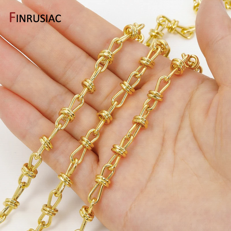 

7*18mm 18K Gold Plated Brass Thick Twisted Chains for Jewelry,High Quality Knot Chain for DIY Necklace Bracelet Making Findings