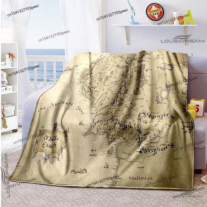 

Middle Earth Map Blanket Super Soft Flannel Blanket Lightweight Warm Plush Bed Blanket Bedroom Living Room Sofa Home Decor