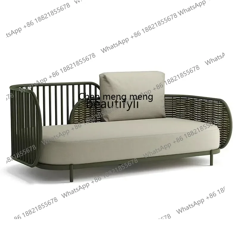 182C Courtyard Outdoor Sofa Rattan Chair Single Braid Rope Terrace Outdoor Balcony Chair Villa B & B Furniture Tea Table