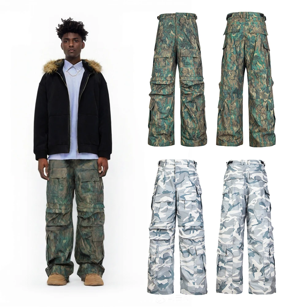 

Уличная одежда, мужские камуфляжные мешковатые брюки-карго с карманами, функциональные повседневные мужские тактические брюки в стиле хип-хоп в уличном стиле в стиле ретро