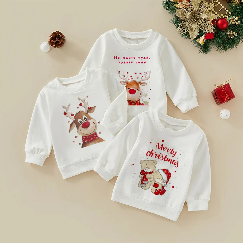 Christmas Boys/Girls Letter Print Tee Baby Funny T-shirt Kids Birthday Present Hoody Clothes Fnaf Children Long Sleeved T-shirt