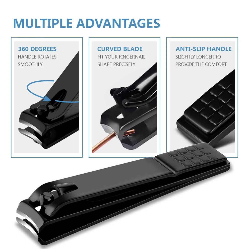 3 peças cortador de unhas e unhas afiadas de aço inoxidável um kit de viagem, cortador de unhas com cabo longo para homens e mulheres