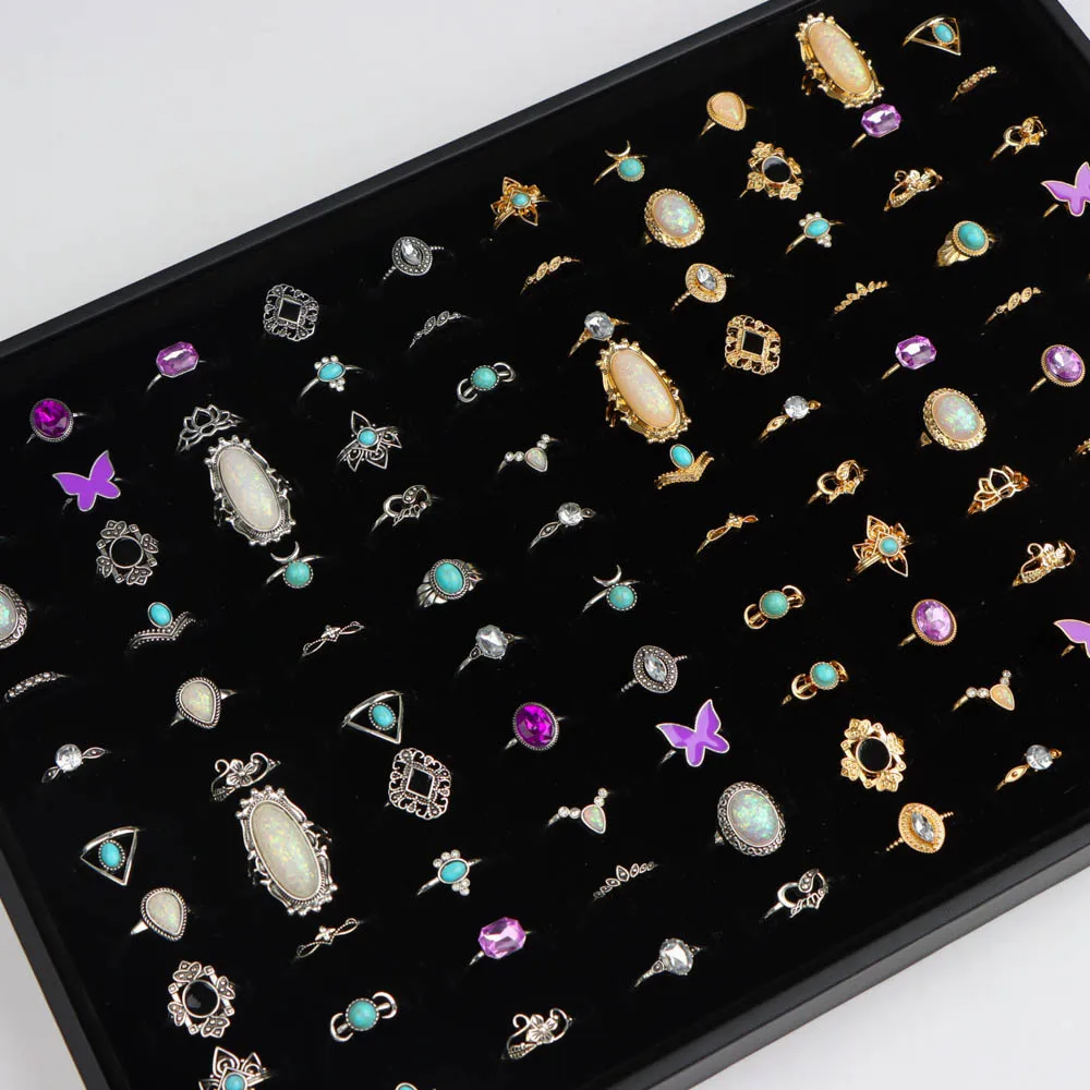 20/30 قطعة/الوحدة سحر الموضة بوهيميا الفاخرة الحجر الطبيعي أصابع خواتم للنساء مزيج نمط خمر مجوهرات اكسسوارات هدية حفلة