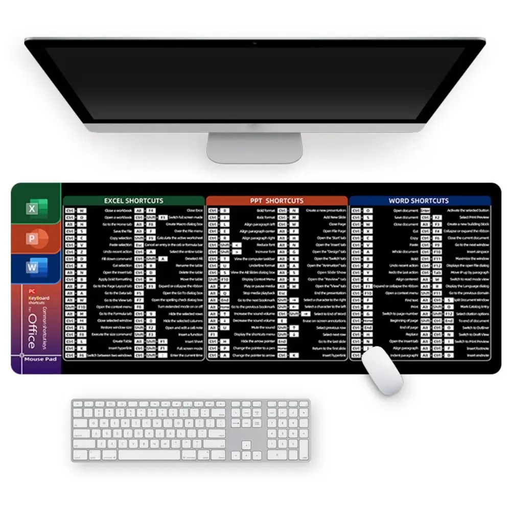

Large Size Keyboard Mats Stitched Edge English Shortcut Keys Gaming Mouse Pad Desk Protector EXCO Office Non-Slip Desk Mat