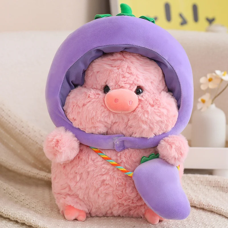 New Vegetables Hat Pig Plush Toy Simulation Pig With Bread Carrot