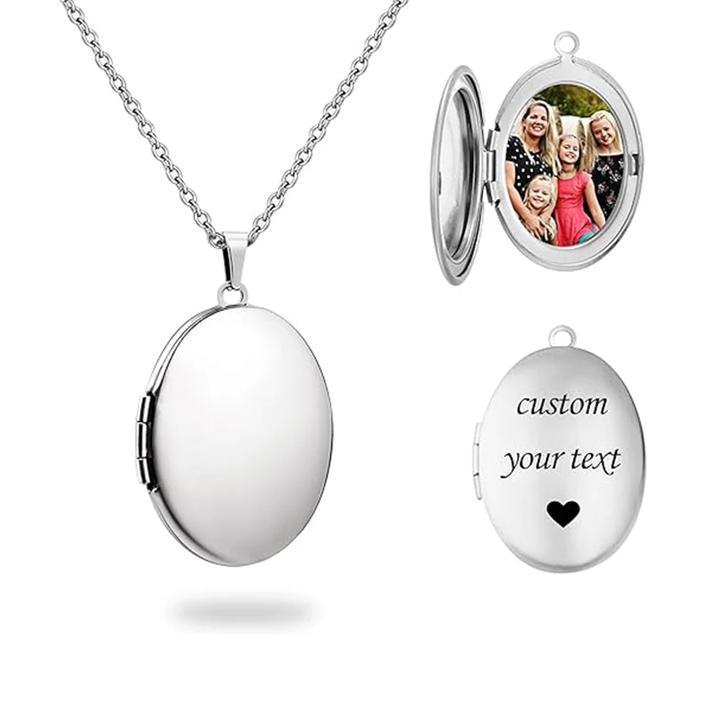 Personalisierte Medaillon-Halskette für Frauen, individuelle Foto-Herz-Anhänger-Halskette, individuelle Bild-Medaillons-Halsketten, Geburtstagsgeschenke – Detail 9
