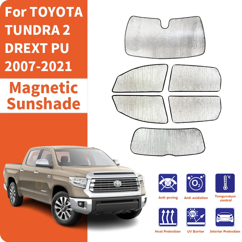 Custom Car Window Sunshade Anti-UV Car Sun Window Visors Sunshade Covers Accessories For TOYOTA TUNDRA 2 DREXT PU 2007-2021