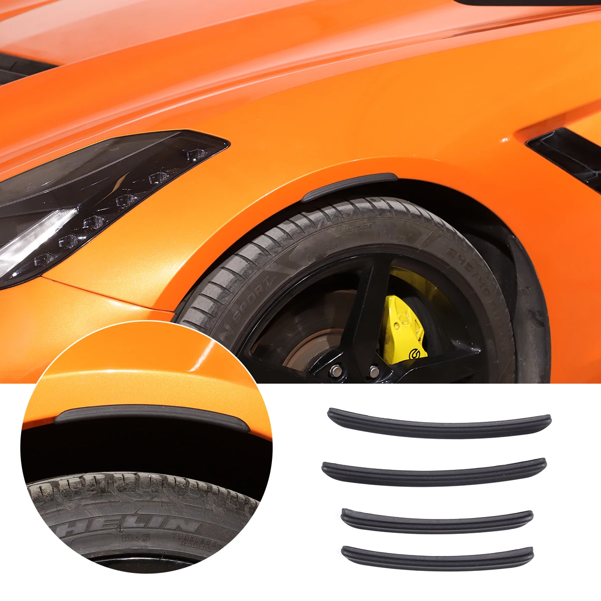 For 2014-2019Chevrolet Corvette C7 ABS Black Car Styling Wheels Fenders Wheel Trim Eyebrow Car Exterior Protection Accessories