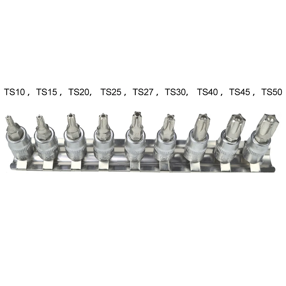 9 teile/satz 5 Punkt Stern Torx-schraubendreher Bit 1/4 Zoll Stick Buchse Pentalobe TS10 TS15 TS20 TS25 TS27 TS30 TS40 TS45 TS50 Hand Werkzeug – Detail 1