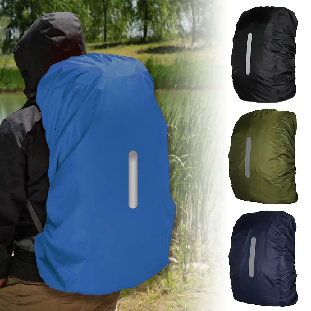 Mochila reflectante impermeable para exteriores, cubierta de lluvia para ciclismo, senderismo, escalada, 15-65L