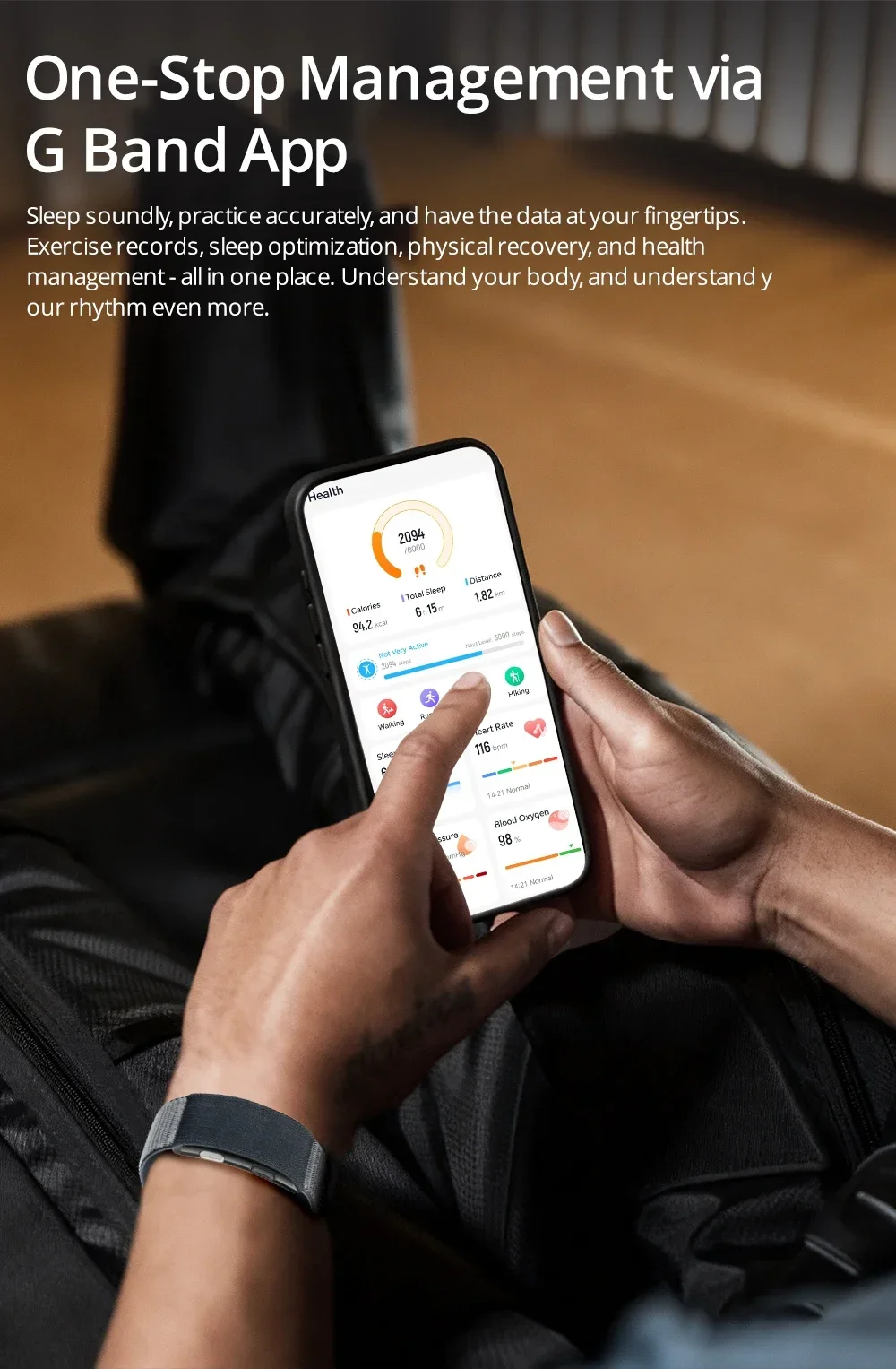 2026 Neues VWAR LOOP X Smart Band SOS Herzfrequenz- und Blutsauerstoffmessung IP68 Wasserdichter Fitness-Tracker Ohne Bildschirm Smart-Armband – Detail 16