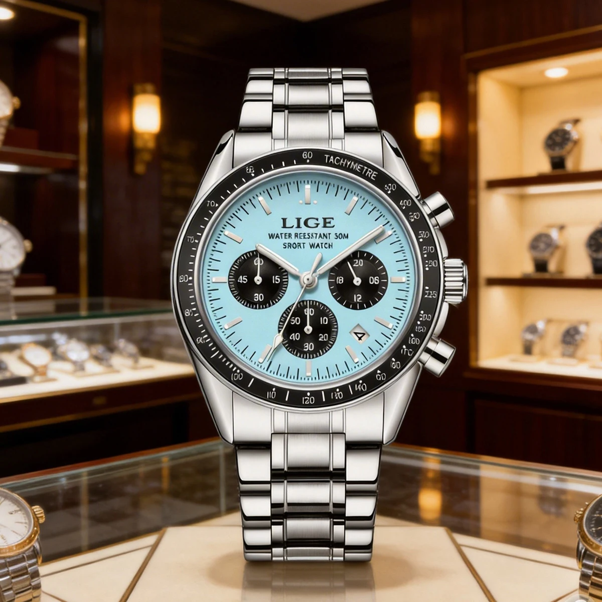 LIGE Luxus Herrenuhr Leuchtend Datumsanzeige Wasserdicht Quarz Armbanduhr Goldfarben Edelstahl Herrenuhr Reloj Hombre