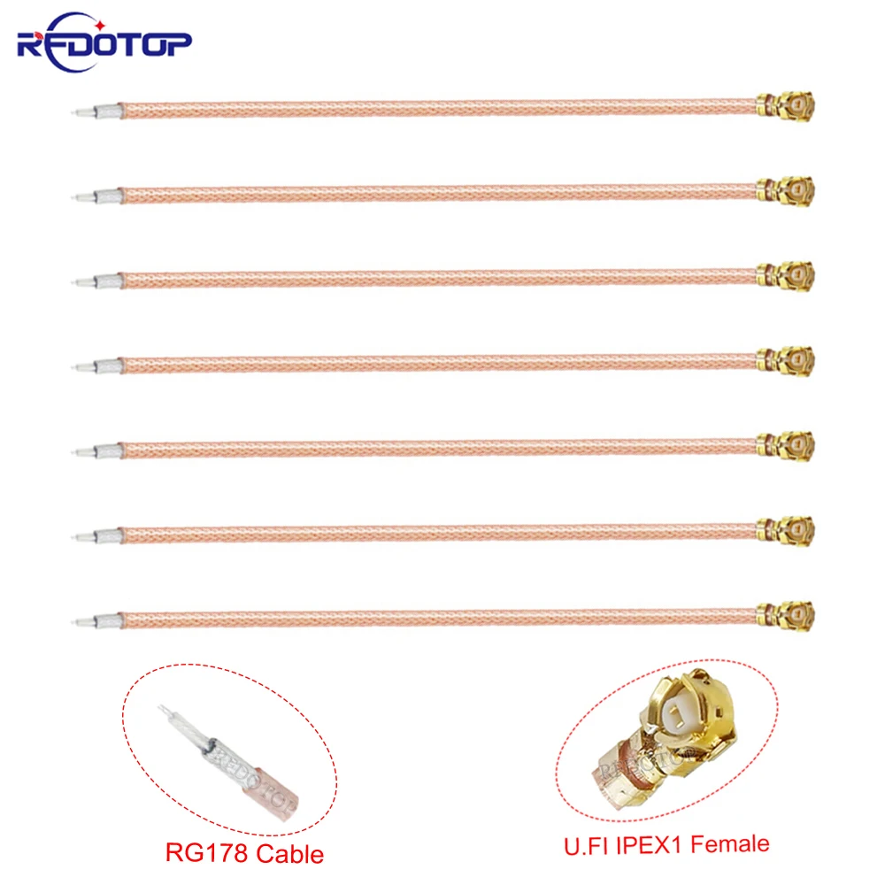 10Pcs/Lot RG178 Silver-plated Wire u.FL IPX IPEX1 Single Head Female Connector RG-178 Pigtail Cable 5CM 10CM 20CM 30CM 50CM 1M