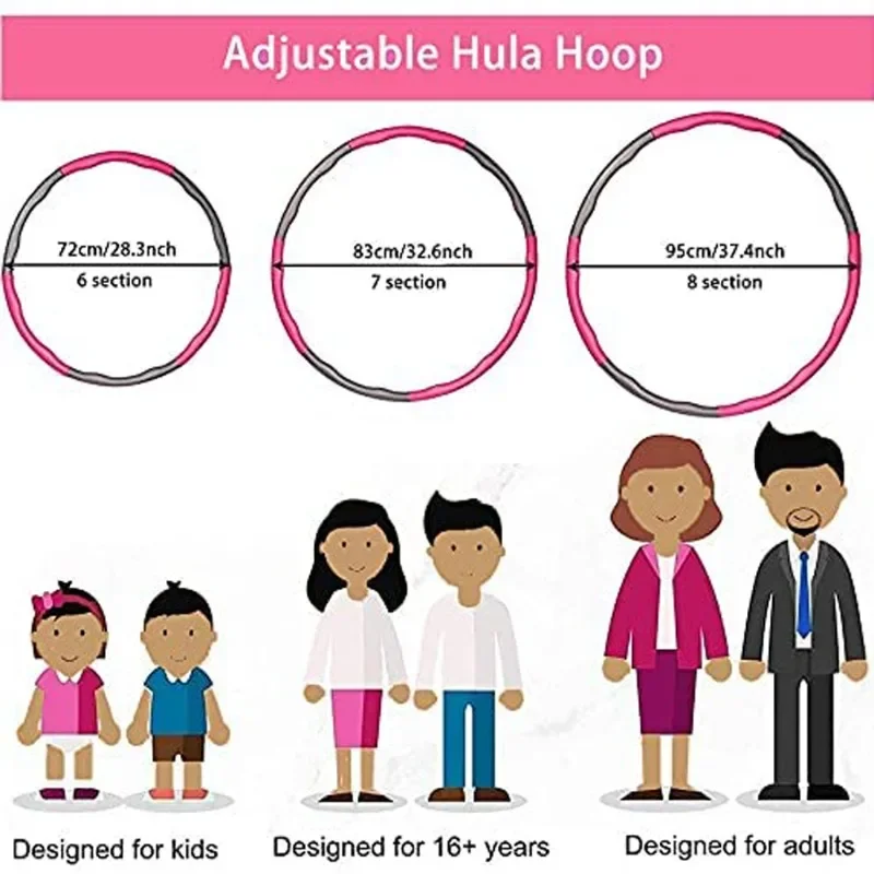 6/7/8 Sections Portable Detachable Easy Sport Hoop Fitness Gym Tool Plastic Light Weight Waist Trainer Ring Workout Equipment