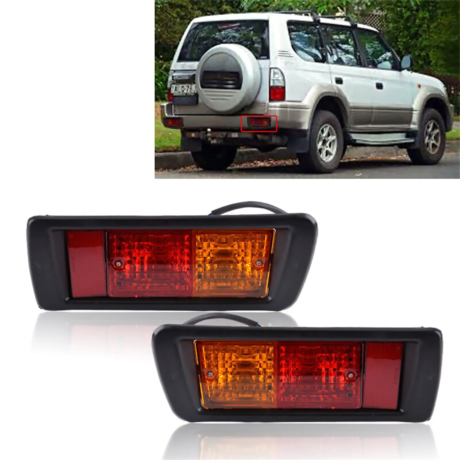 2Pcs Rear Bumper Light Lamps 81550-60440 81550-60520 for Toyota Land Cruiser Prado FJ90/95 1995-2003 Auto Vehicle Accessories view 6