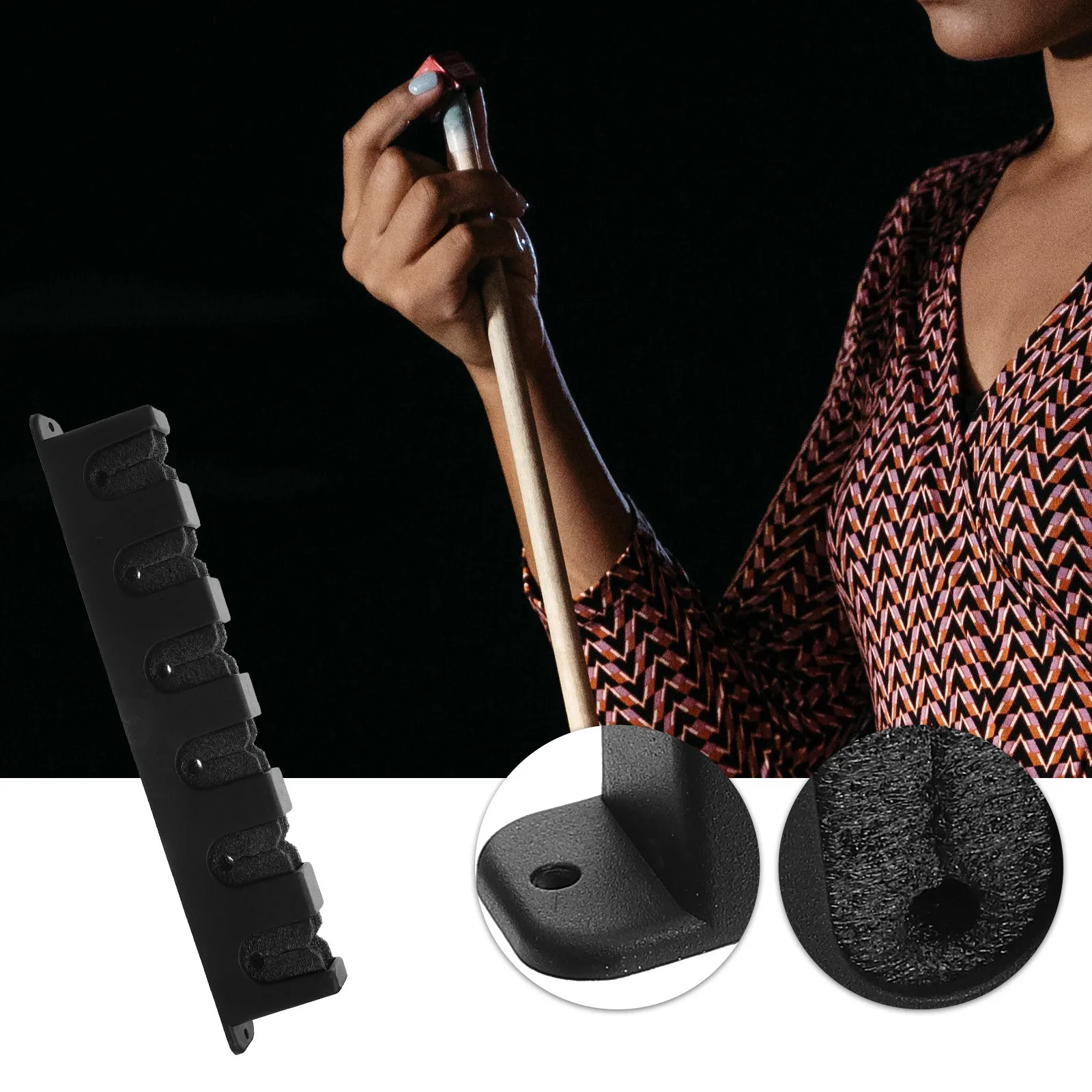 

2 Pcs Pool Stick Wall Mount Rack for Billiard Accessory Snooker Hanging Holder Multifunctional