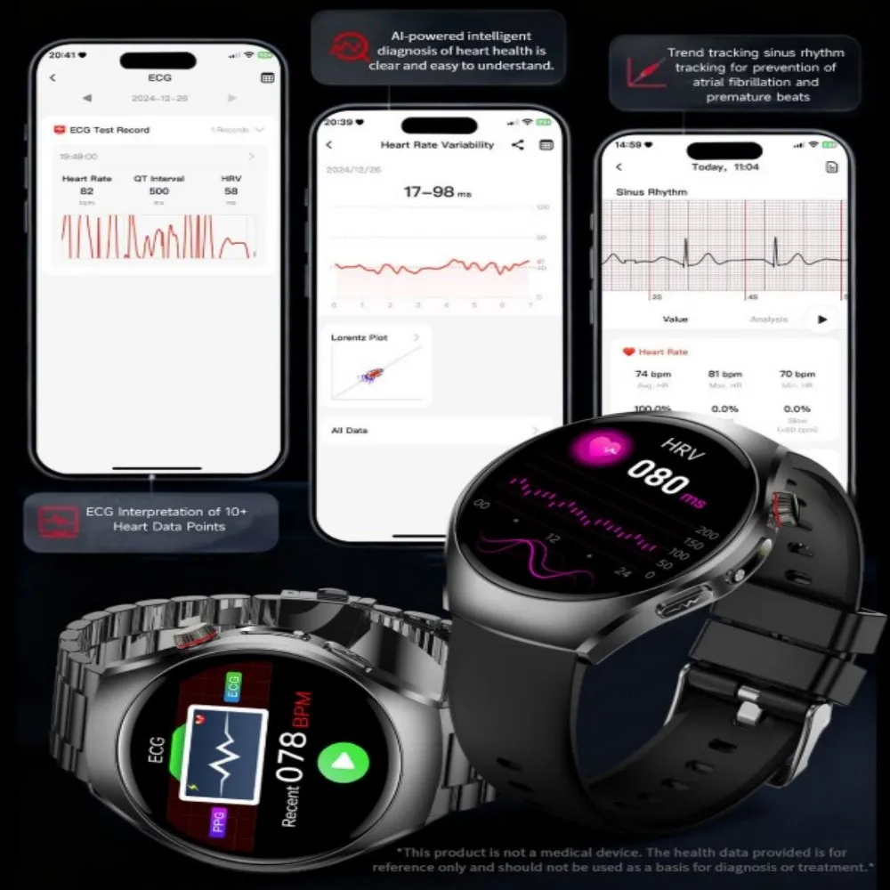 ET460 Smart Watch With LED Flashing Remote Sharing Viewing SOS AMOLED Screen Bluetooth Calling ECG Health Management Smartwatch