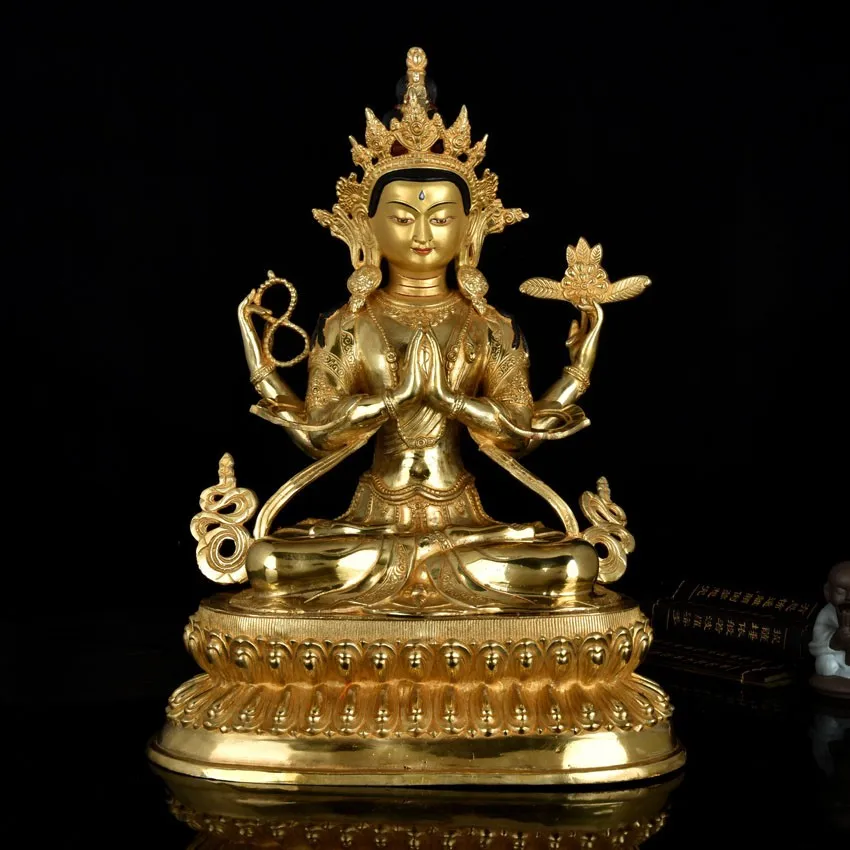 TOP GOOD LARGE Buddha # HOME Talisman   Protection # Tibetan Buddhism the Buddha Four-armed Avalokitesvara Bidhisattva  49 CM