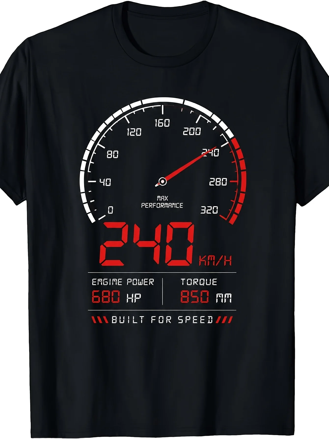 Men's Short Sleeve Graphic T-Shirt with Racing Speedometer Performance Print Casual Wear for Daily Wear