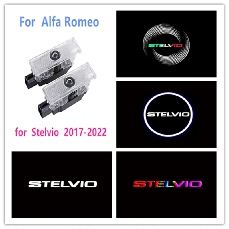 2X LED Decoration show Lamp projection image tool Accessory For Alfa Romeo Car Door Light Stelvio 2017-2022 2018 2020 2021 2019