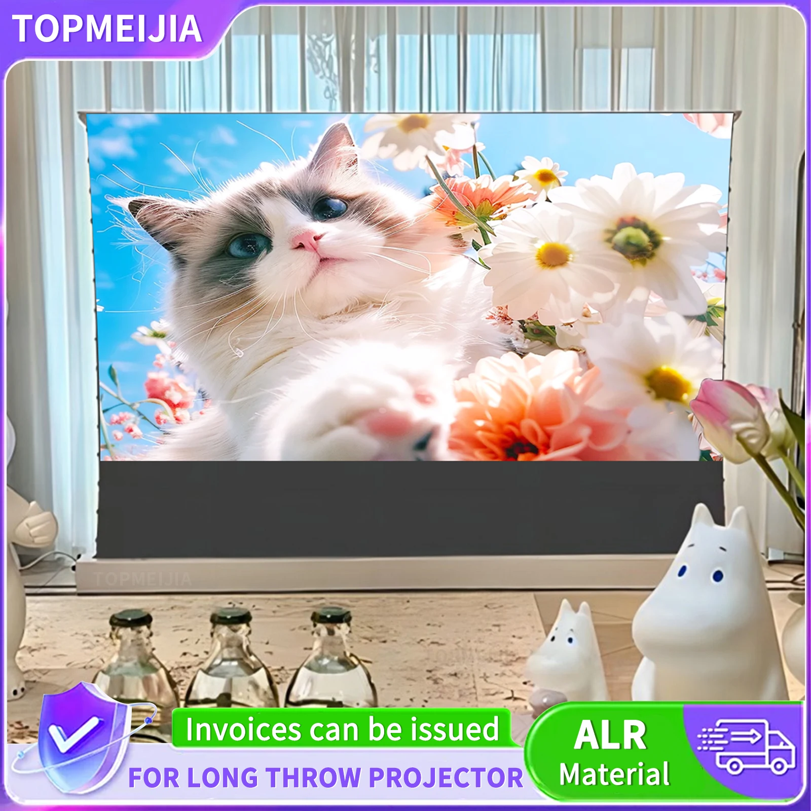Hot 72-150'' Motorized Floor Self-Rising 8K 16:9 ALR Projection Screen For Long Throw Hisense C2 Ultra 4K Projector Screen