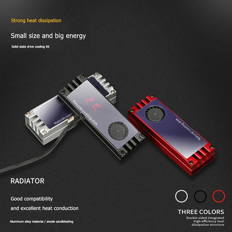 Radiator M2 SSD Temperatura chłodnicy Cyfrowy wyświetlacz OLED M.2 2280 NVME SSD Solid State Dysk twardy Radiator Ciepło