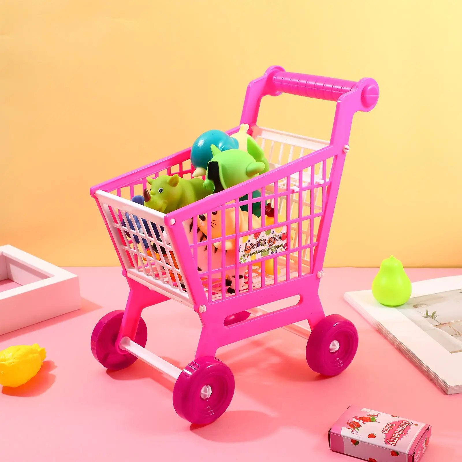 Simulação carrinho de compras brinquedo rosa mercearia para criança supermercado criança crianças carrinho de bebê simulação carrinho de compras brinquedo