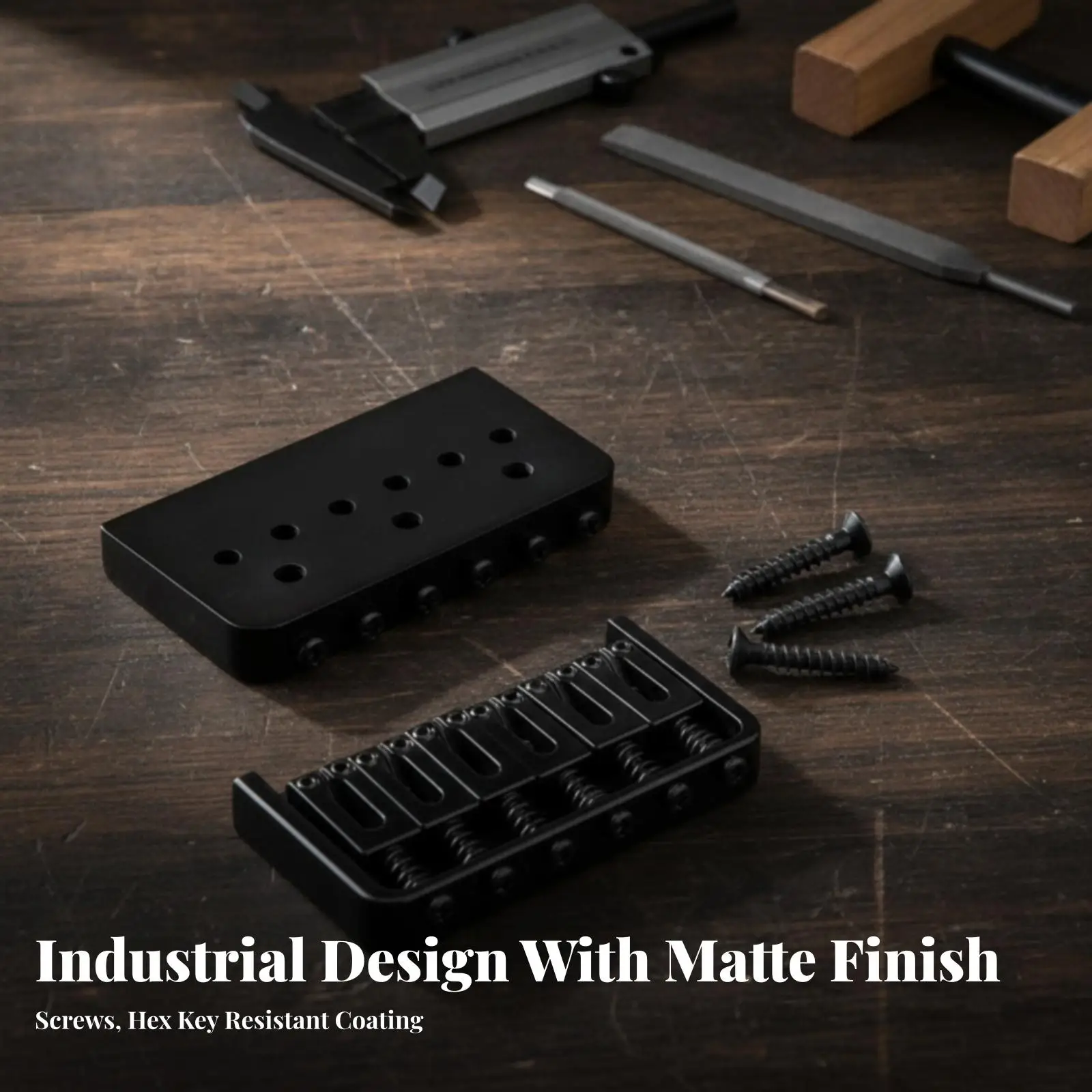 Low Profile Bridge Saddle for Guitar with Mounting Screws and L Shaped Wrench Adjustment Tool