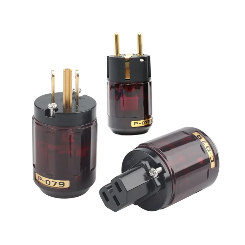 Аудиоадаптер HiFi C-079 C13 Разъем IEC P079 Позолоченная вилка США и ЕС DIY Кабель питания Шнур