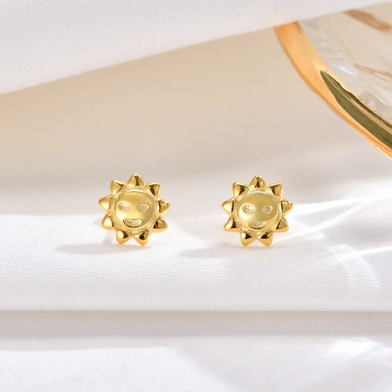 

Серебряные серьги-гвоздики S925 с подсолнухом, круглые бусины с завинчивающейся спинкой, сон без снятия, милые и простые серьги.