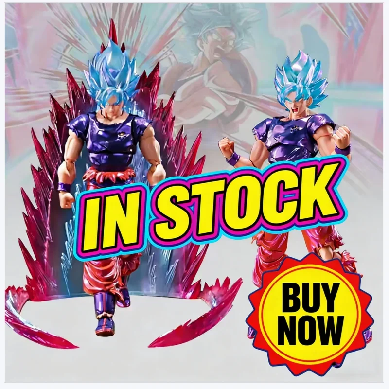 

Hot 15th Anniversary Super Saiyan Blue Goku Kaio-Ken Battle Damaged Articulated Action Figure Collectible Anime Model Toy