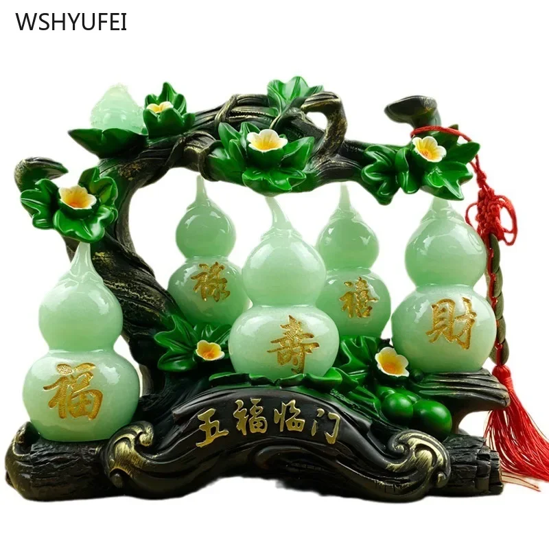 

1 pc Wufu Lingmen Gourd Decoration Resin Crafts living room bedroom office home decoration Chinese style Feng Shui Accessories