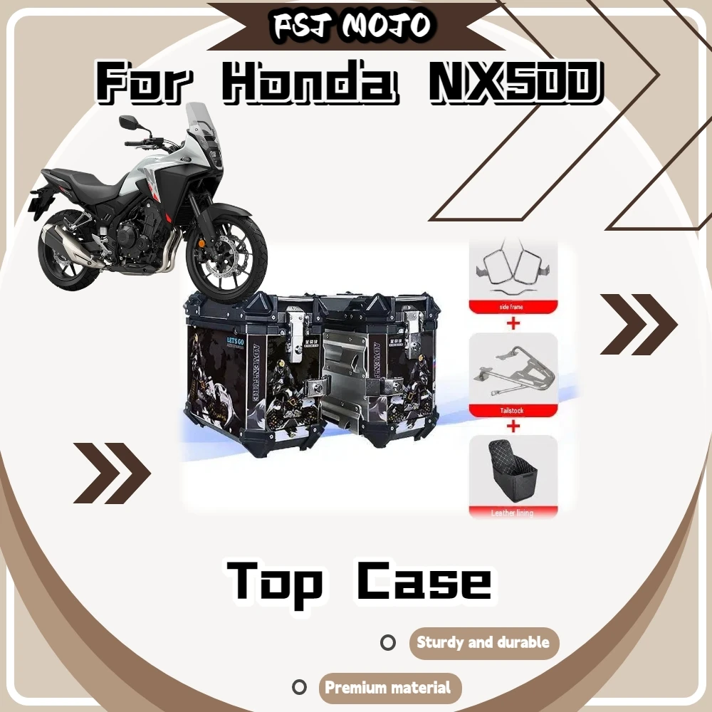 For Honda NX500 Motorcycle Aluminum Side & Top Boxes Waterproof Anti‑Drop Storage Panniers Touring Mod Accessories