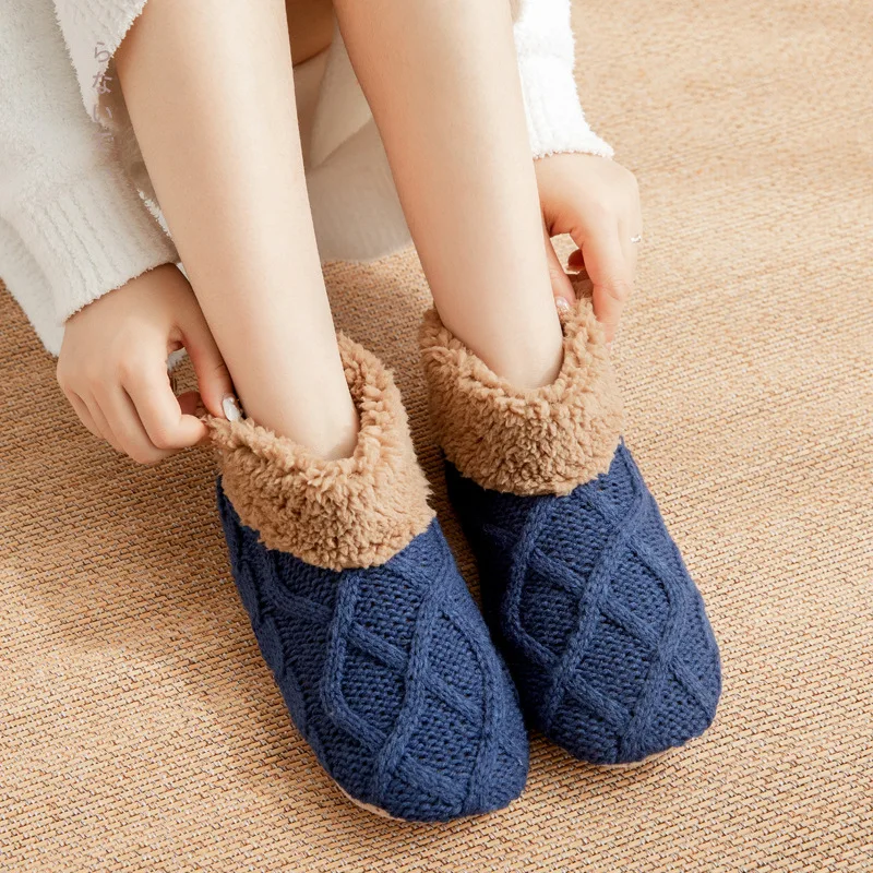 

Winter Knitting Socks Fashion Keep Warm Floor Slippers Shoes Woman Non-slip Foot Warmer Carpet Cotton Socks Calcetines Mujer