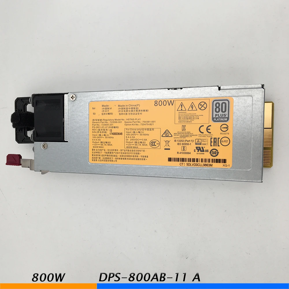 

Power Supply for HP Gen9 754381-001 723599-001 720479-B21 DPS-800AB-11 A HSTNS-PL41 800W Pre Delivery Test Hot