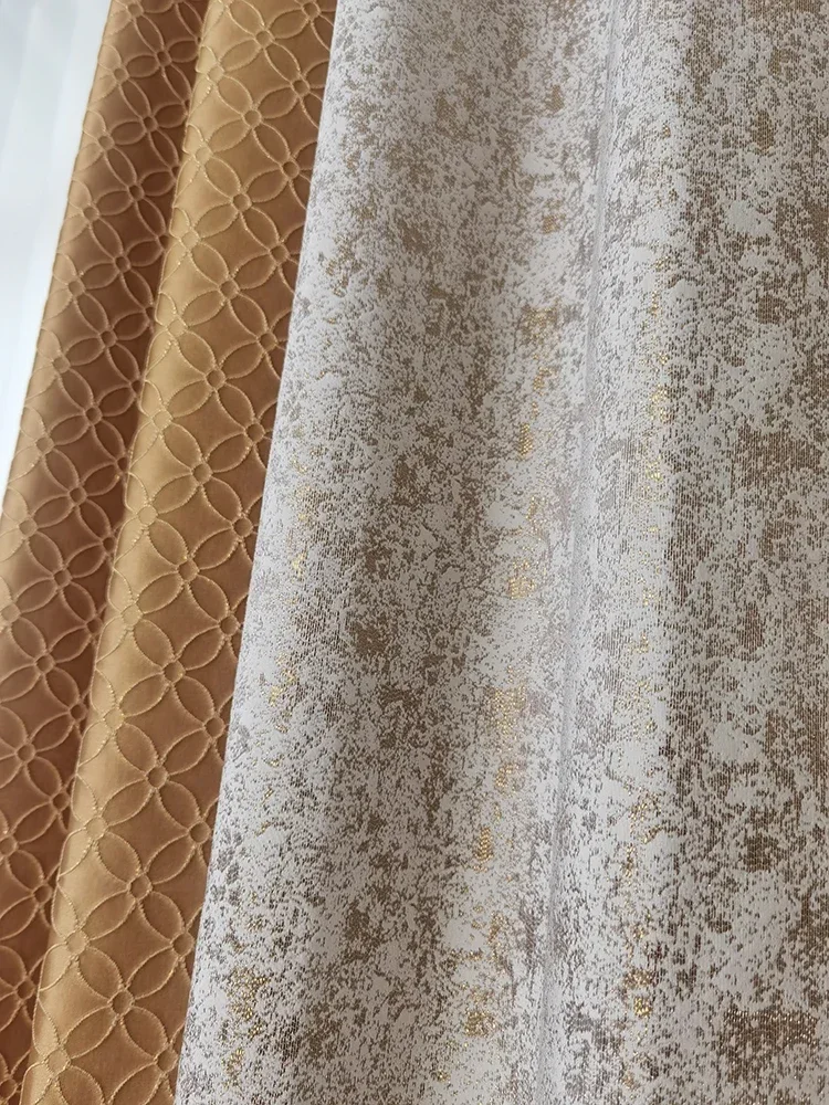 Customized Gold Wire Jacquard Rock Pattern Relief Splicing Thickened Curtains for Living Room Bedroom Balcony Bay Window