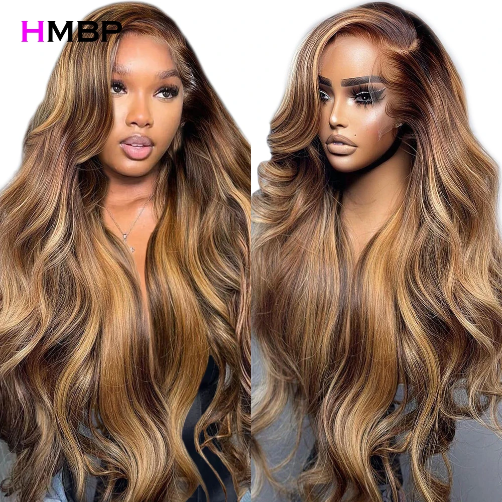 

Highlight Glueless Wig Human Hair 360 HD Lace Front Wigs Body Wave Ombre 4/27 Brazilian 13x6 Honey Blonde Colored Wigs For Women