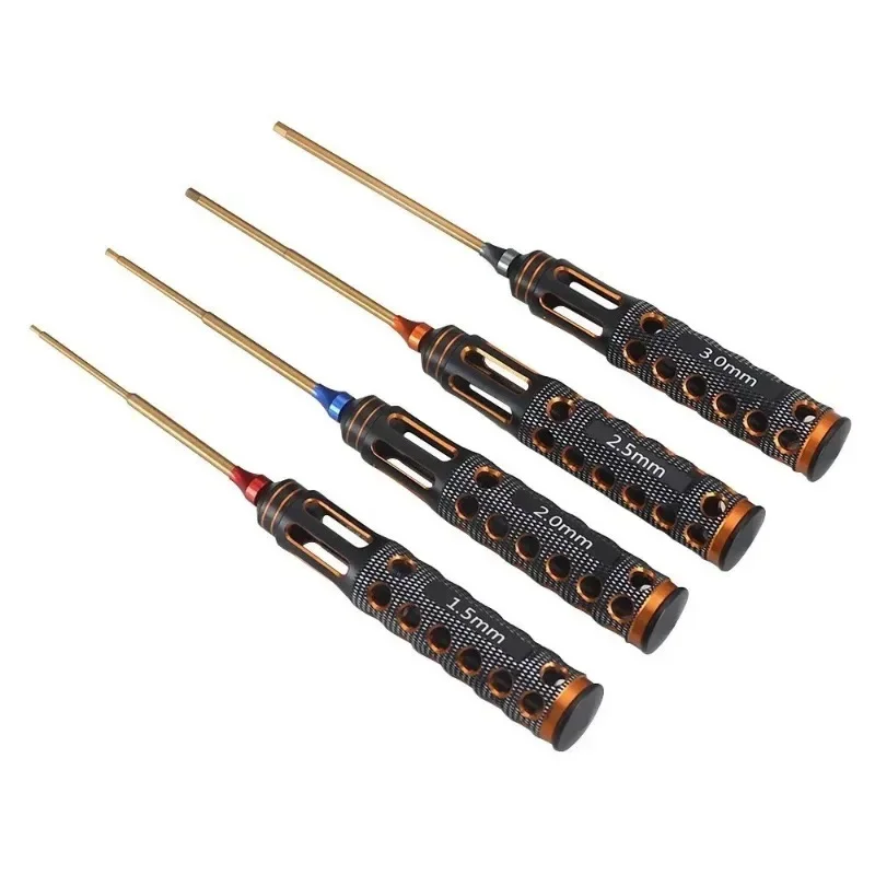 4pcs Rc Model Car Repair Tools Hard Alloy Steel Metal Hex Screwdrivers Tools 1.5/2.0/2.5/3.0mm For Rc Model Cars Airplane Boat