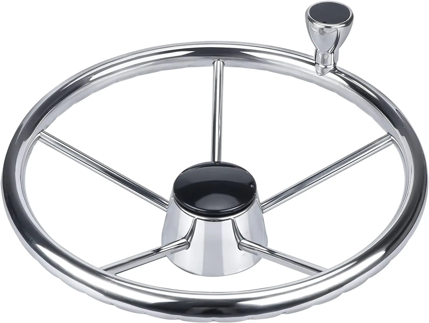 

Marine Stainless Steel Steering Wheel Mirror Polished 11 Inch Yacht 5 Spoke Destroyer with Control Knob For Boat Accessories