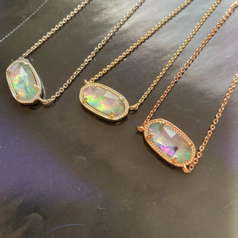 Europe and the United States new Elisa simple lilac iridescent abalone shell necklace fashion collarbone chain