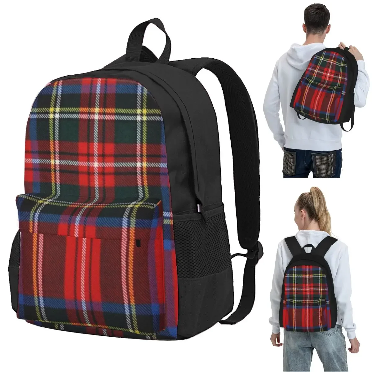 Stewart Royal Modern Tartan Backpack Student BookBag Children School Bag Computer Shoulder Bags for Boys Girls