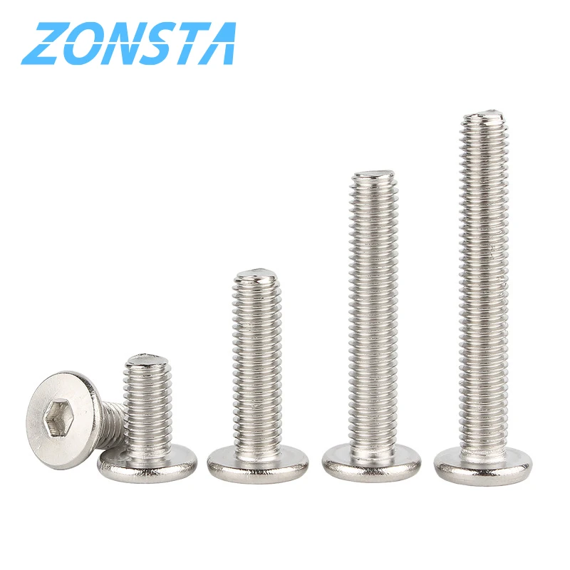 M2 M2.5 M3 M4 M5 M6 M8 A2 304 Stainless Steel Hex Hexagon Socket Ultra Thin Super Flat Wafer Head Computer Screw Car Bolt