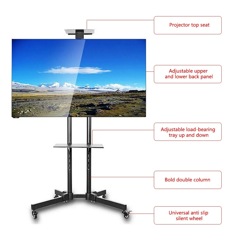 32-65 inch economy universal TV all-in-one advertising machine, mobile stand, conference floor stand trolley