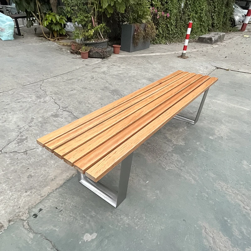 

Commercial Street Furniture Outdoor Patio Bench Park Benches Chairs With Stainless Steel Frame Wooden Benches For Outside City