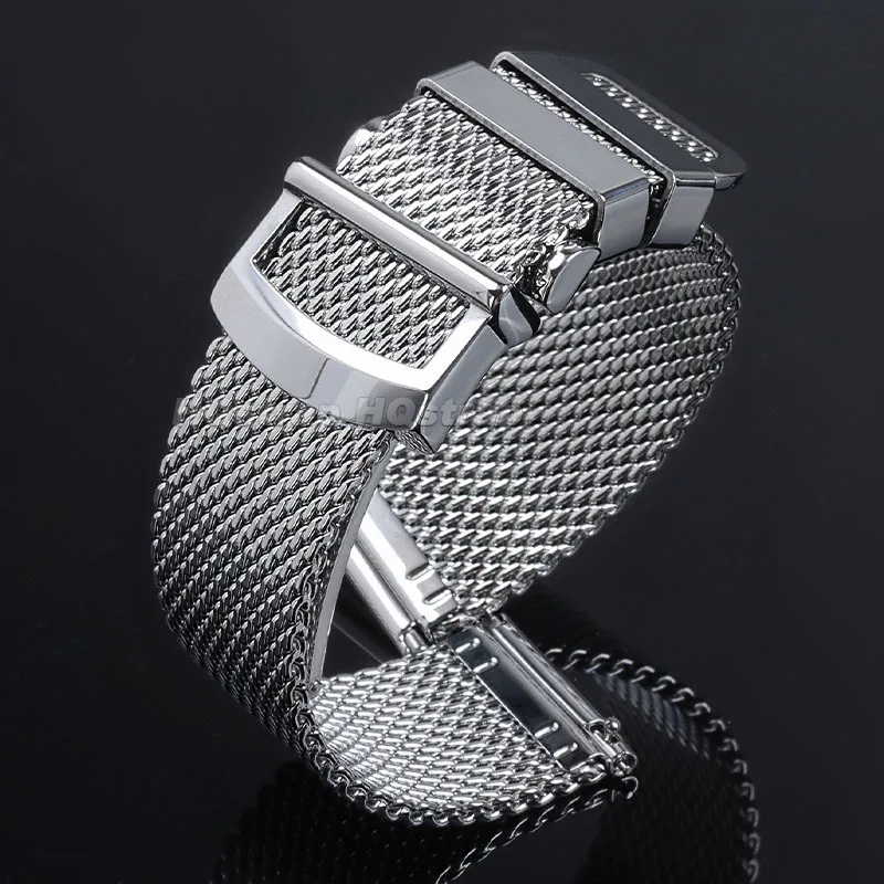 Milanese Mesh Watchband for IWC Pilot Stainless Steel Bracelet for Omega Folding Buckle Belt 20mm 22mm Universal Strap for Seiko view 2
