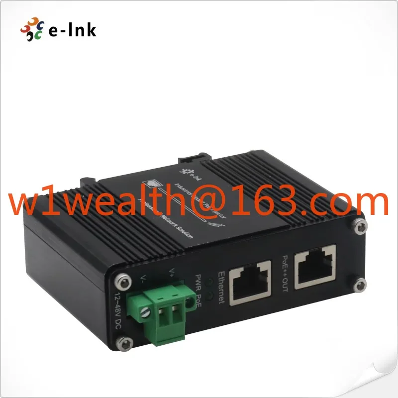 10 100 1000Mbps 12-48V DC 95W Injecteur PoE Gigabit industriel