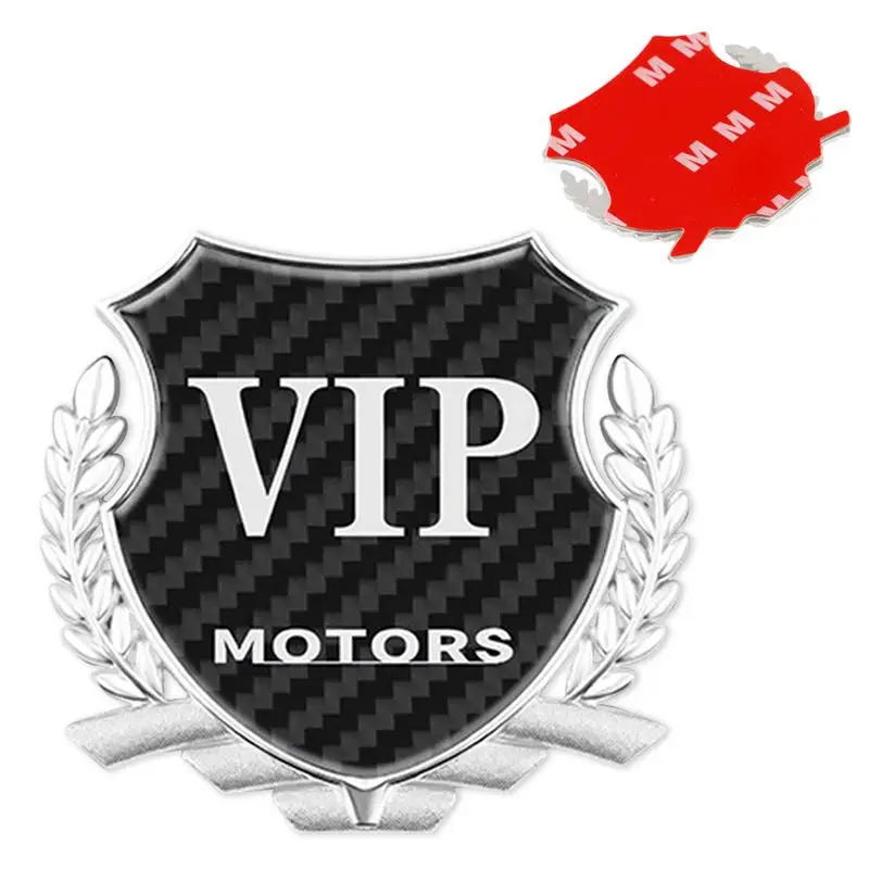 Auto Badges And Emblems Wheat Ear Pattern Reliable Auto Metal Signs Anti-rust VIP Letter Design Car Label Carbon Fiber Texture