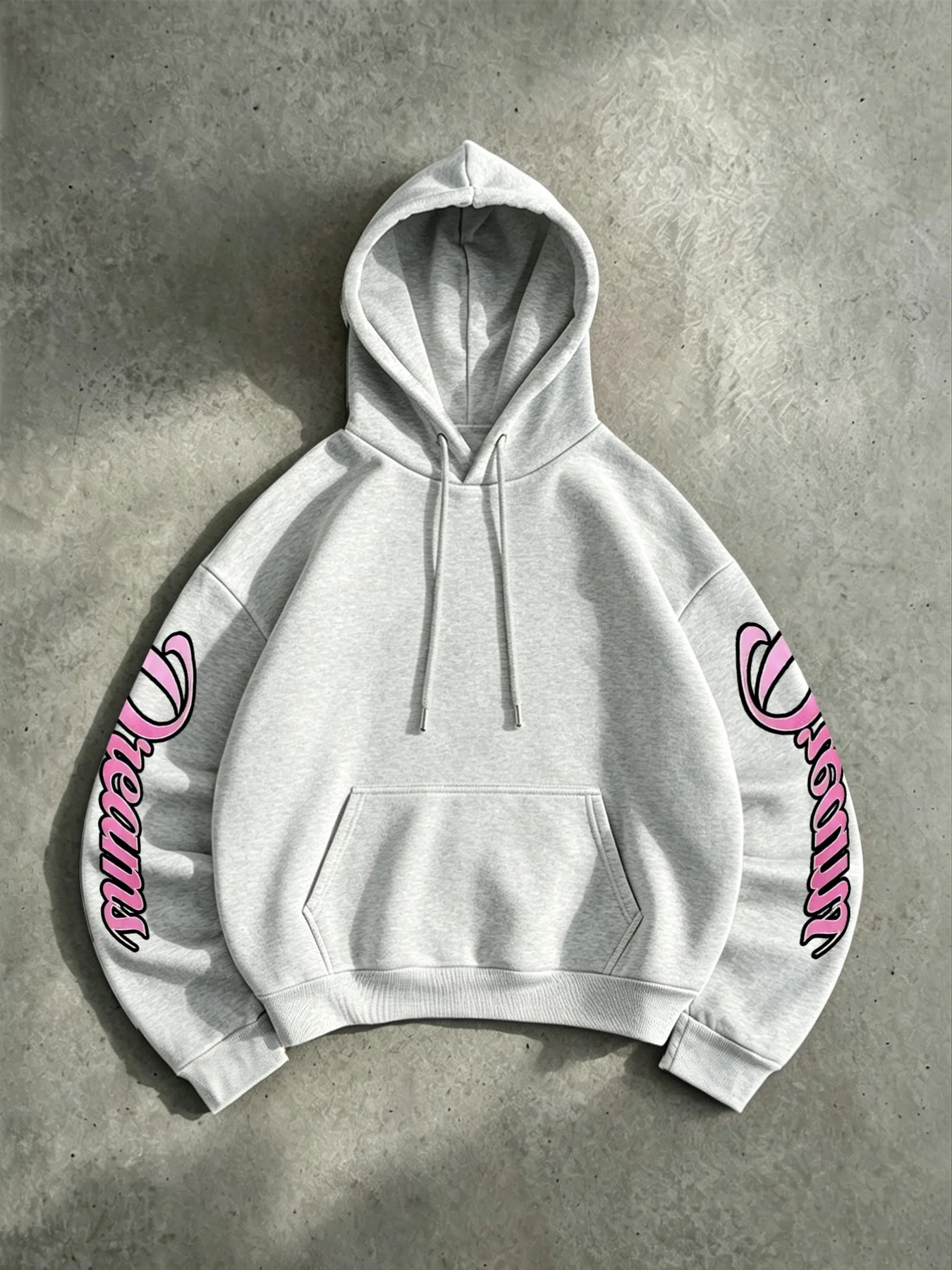Men's Hooded Sweatshirt with Pink Lily Print, American Vintage Style, AutumnWinter Long-Sleeve Hooded Top, Soft -Friendly Fabric