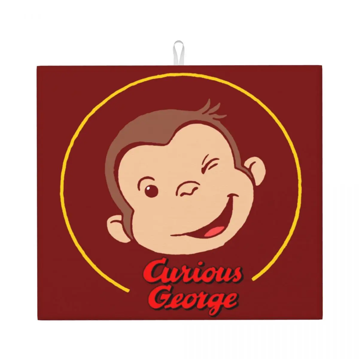 Custom Curious George Manga Monkey Face Dish Drying Mats for Kitchen Quick Dry Super Absorbent Microfiber Dishes Drainer Pad