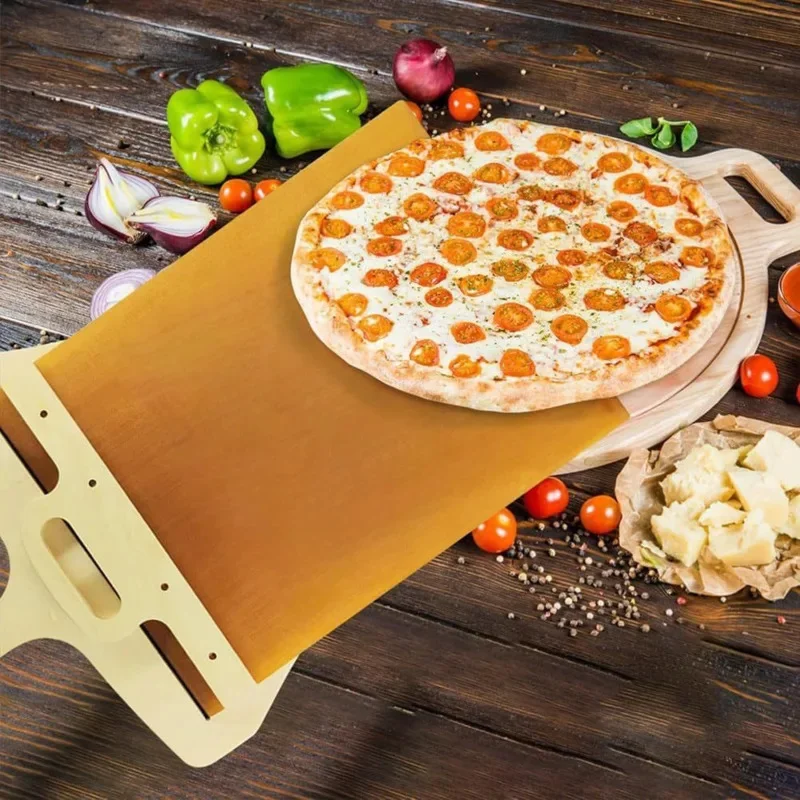 

New Sliding Pizza Peel Shovel Foldable Wooden Handle Transfer Tray Pizza Paddle Nonstick Board Kitchen Spatula Bread Baking Tool